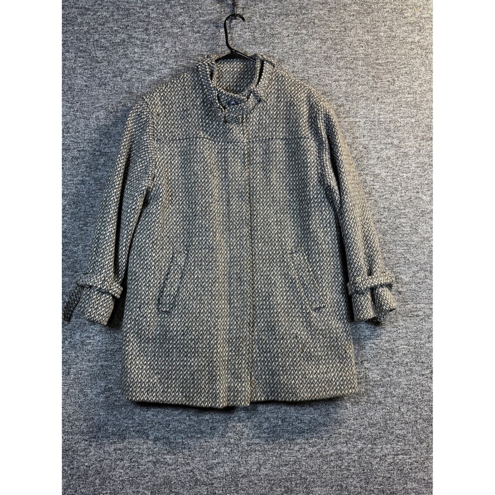 Vintage Eddie Bauer Wool Coat Gray Herringbone USA Made 12